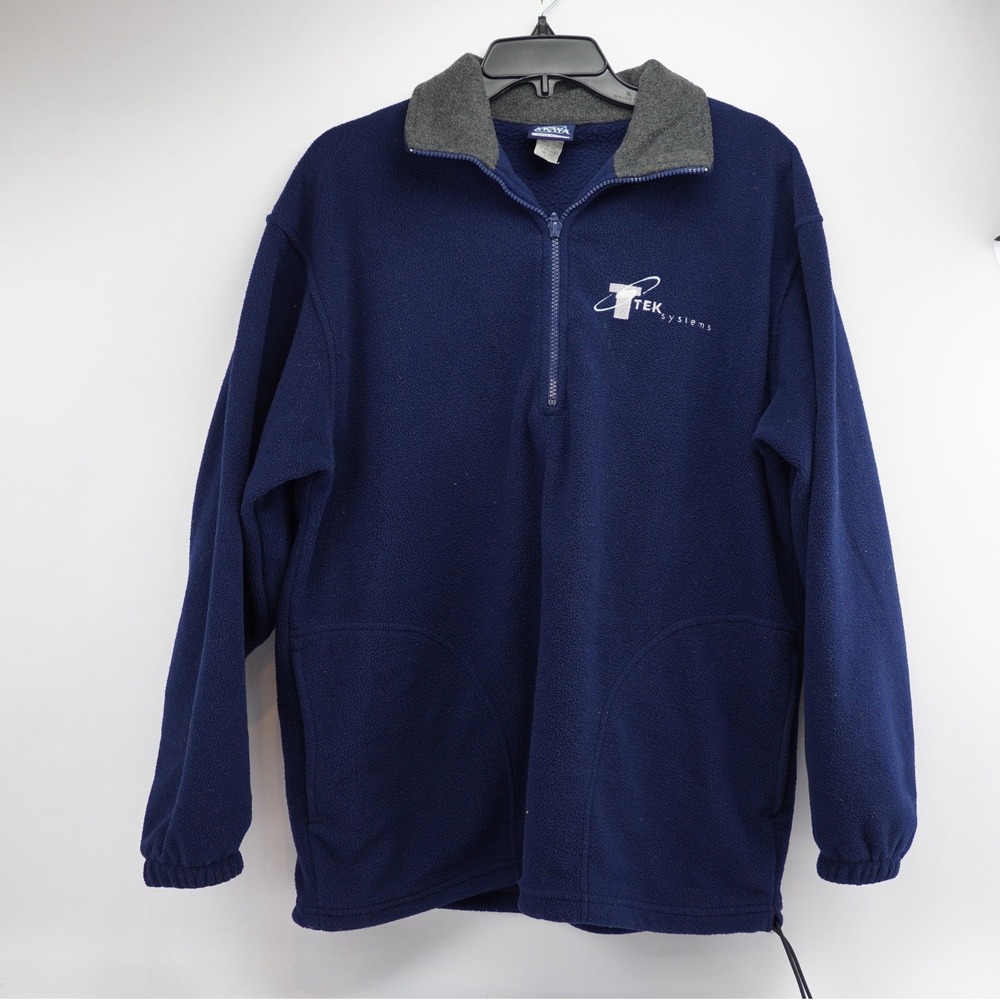 ARWA‎ Fleece Pullover Jacket TEKsystems Logo Blue Quarter Zip Long Sleeve Mens M